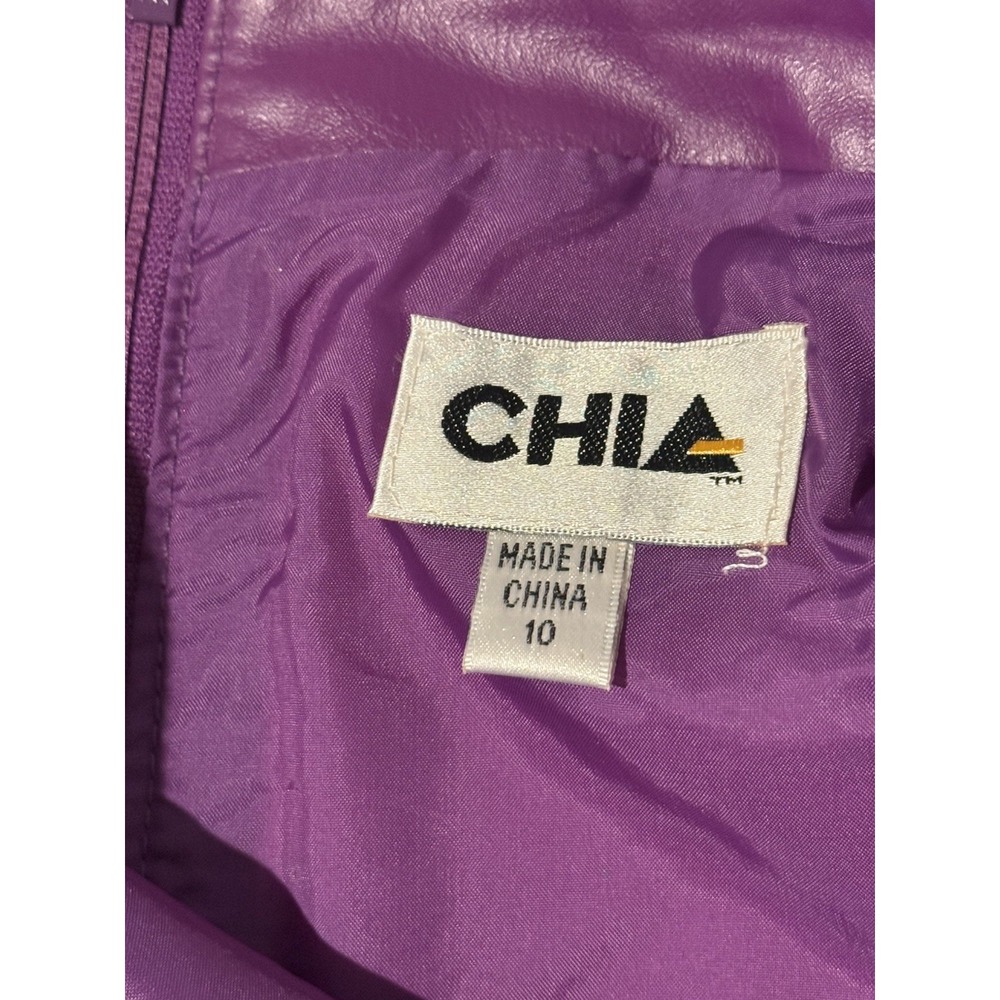Vintage 80s Chia Purple Leather Mini Skirt High Waisted Sz 10‎ - Picture 3 of 3